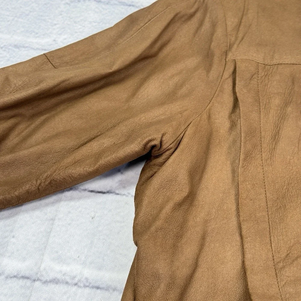 Vintage Remy‎ Mens Size 44 Leather Bomber Jacket Camel Brown Butter Soft Zip USA